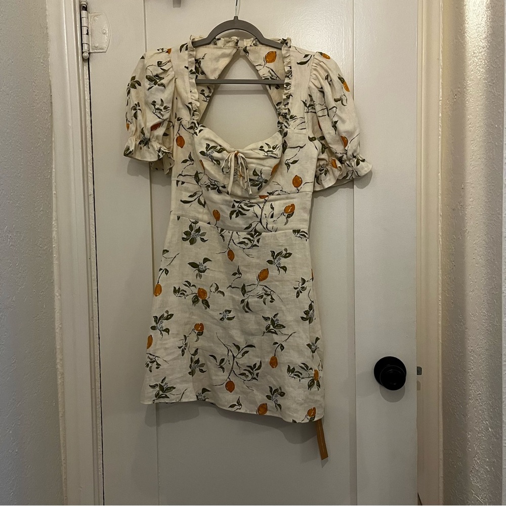 NWT! Reformation "Easton" Mini Dress in Citron (Lemon) - Size 4 (Small) - Picture 3 of 13
